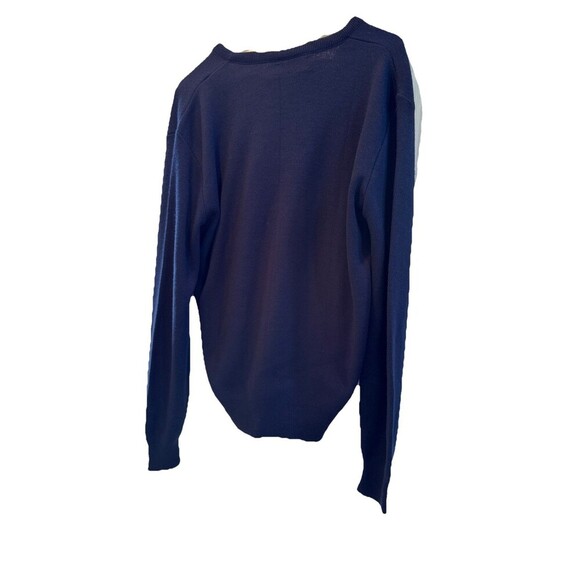 Vintage Robert Bruce V Neck Sweater Mens Large Blue Knit Ribbed Trim Made USA - Picture 4 of 8